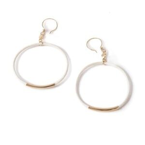 Gold Tube and Leather Earrings
